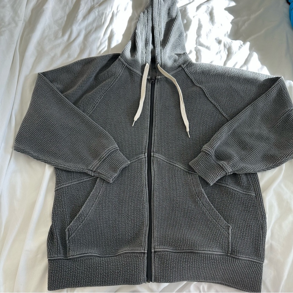 aerie Wonder Full Zip Textured Zip Up Hoodie